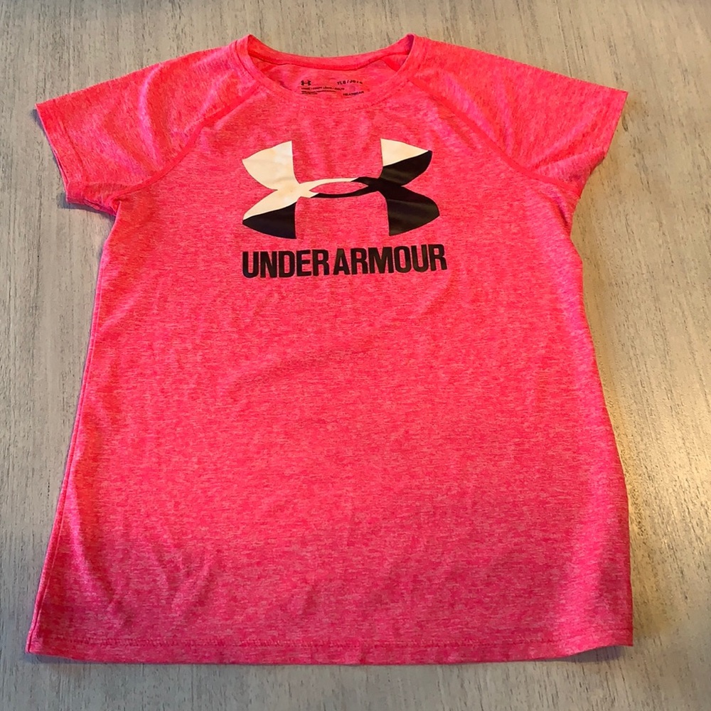 Girls under armour pink dri-fit teee
